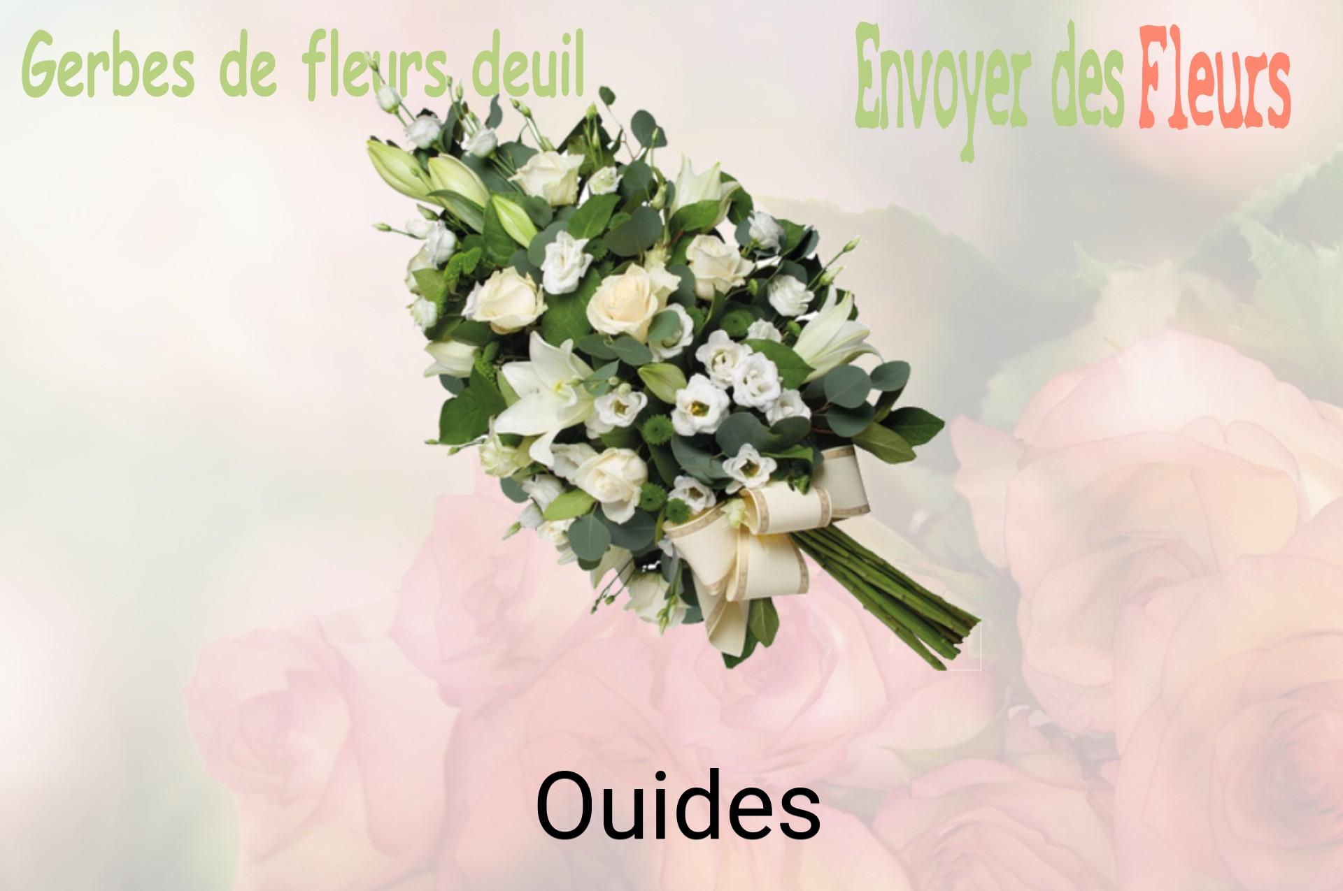 Gerbe de fleurs de deuil livrée à Ouides